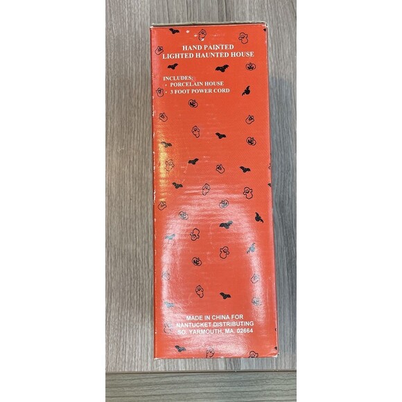 Vintage Halloween Lighted Porcelain Haunted House Decoration Ghosts Witch Bat - Picture 9 of 11